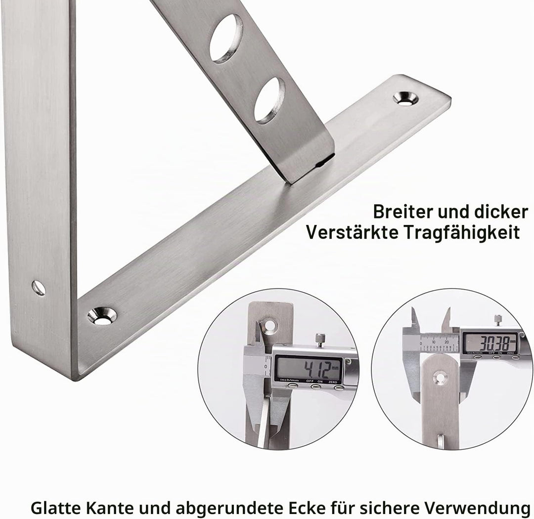 YUMORE Schwerlastkonsole 300 x 200mm Regalträger Schwerlast Edelstahl Regalwinkel 90 Grad Wandhalter