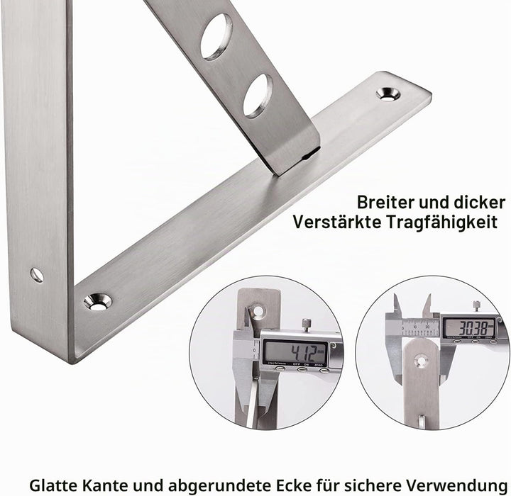 YUMORE Schwerlastkonsole 300 x 200mm Regalträger Schwerlast Edelstahl Regalwinkel 90 Grad Wandhalter