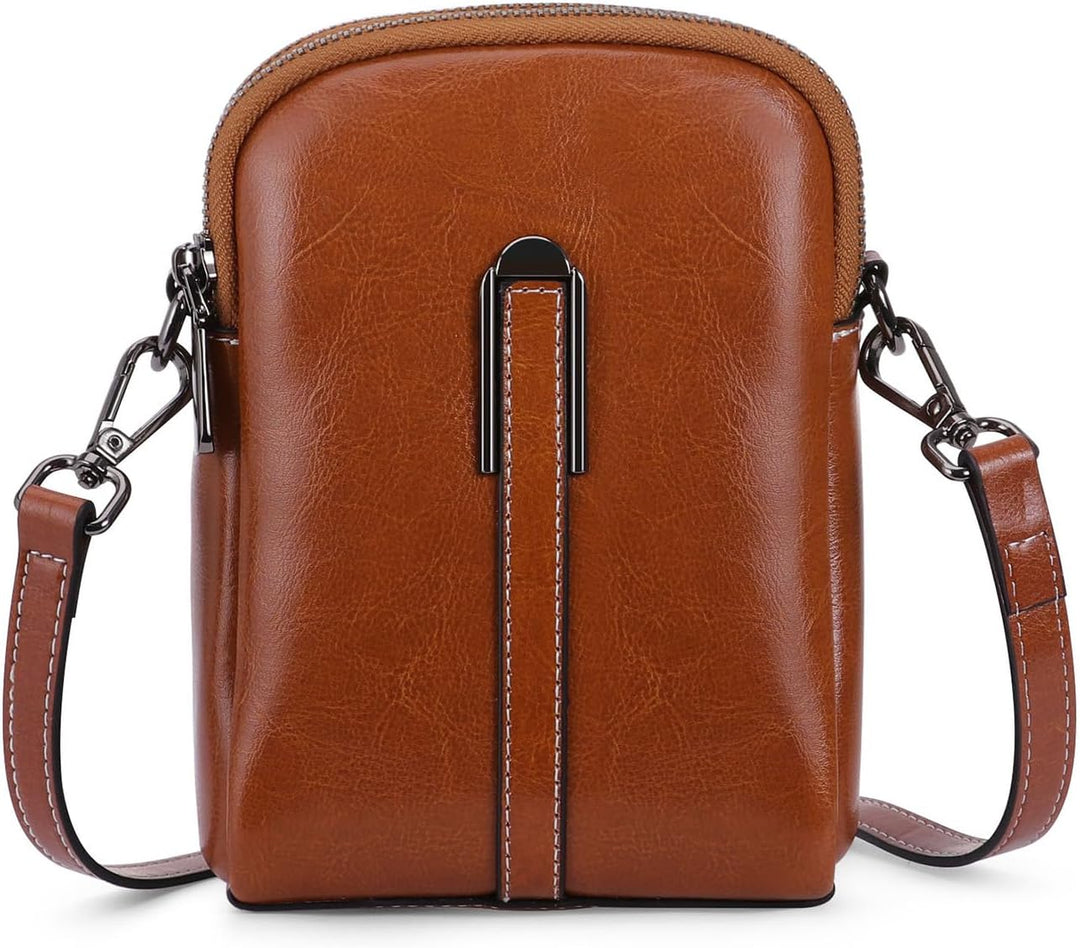 HUA ANGEL UmhäNgetasche Handy Mit GeldböRse Echtleder Leicht Kleine Handtasche Mini Schultertasche B