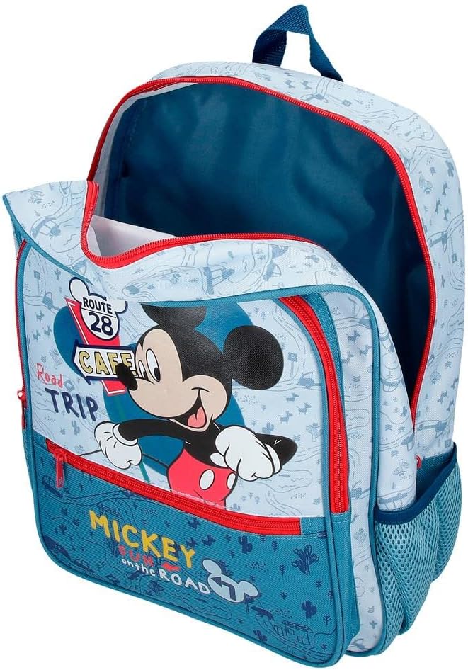 Disney Mickey Road Trip Blau Schulrucksack 30x38x12 cm Polyester 13,68L, Schulrucksack