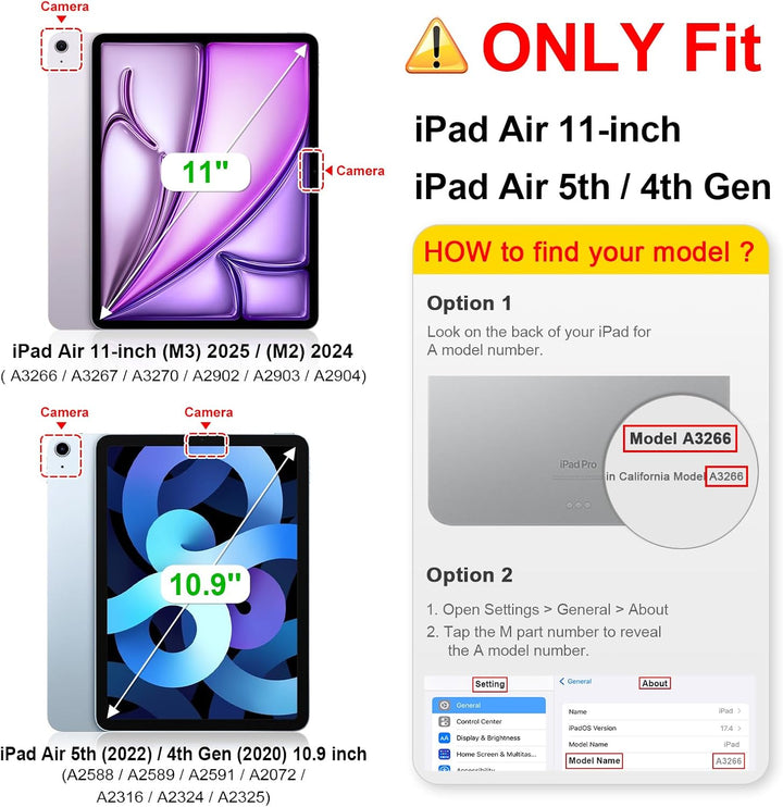 Fintie Tastatur Hülle für iPad Air 5 2022 / iPad Air 4 2020 10.9 Zoll, Schutzhülle mit TPU Rückschal