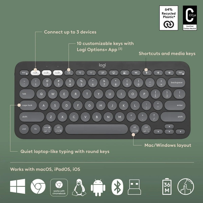 Logitech Pebble 2 Combo - US QWERTY-Layout, Grafit