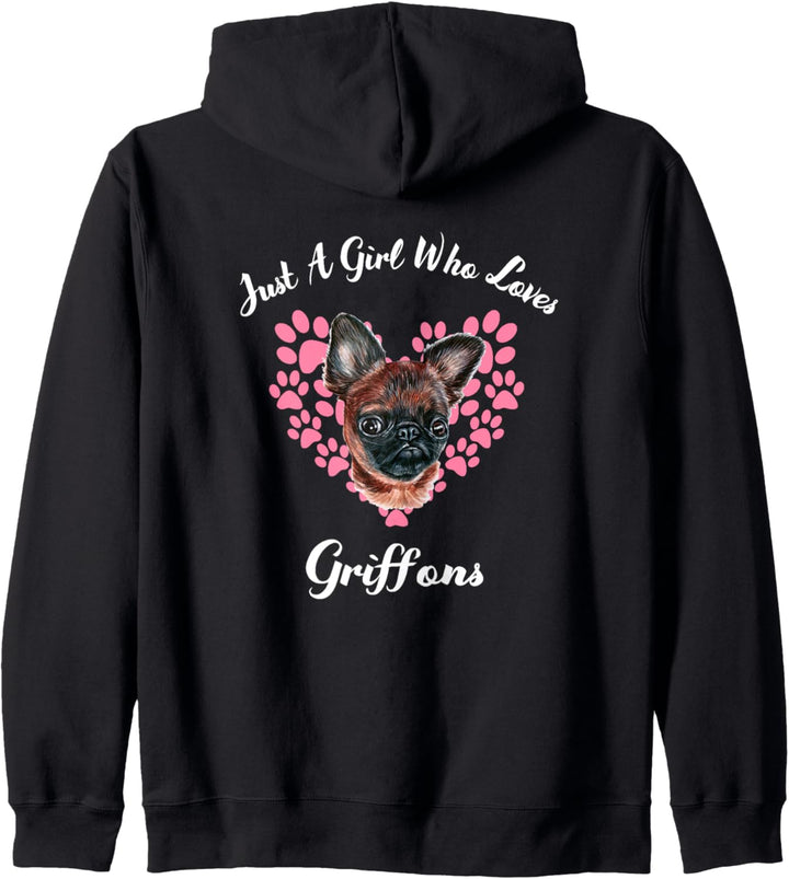 Just A Girl Who Loves Brussels Griffons Hunde Süsser Welpe Kapuzenjacke
