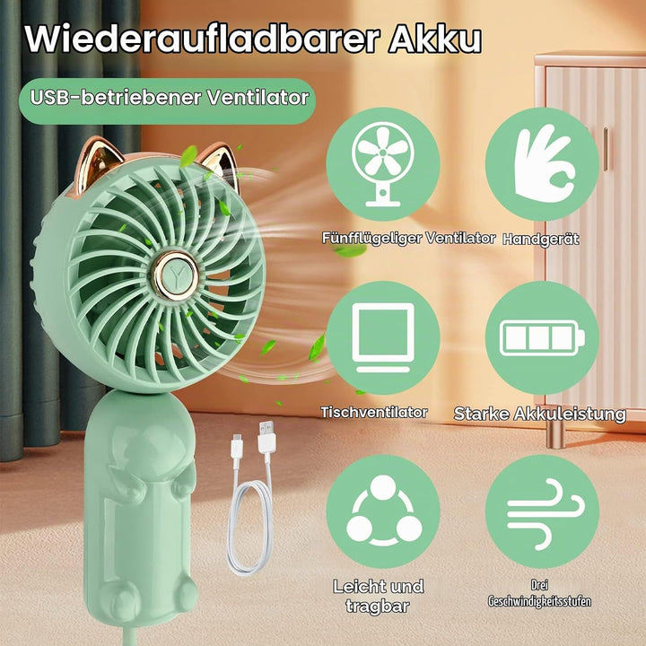 Gukasxi Tragbarer Handventilator Faltbarer Mini USB Ventilator mit Wiederaufladbarem Akku Klein 3-Ga