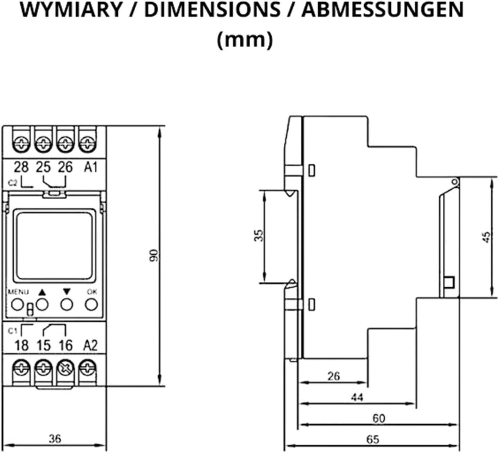 ORNO PRE-450 Zeitschaltuhr Digital Astronomisch 52 Programme 3 Menüsprachen 1 Relaisausgang und Nach