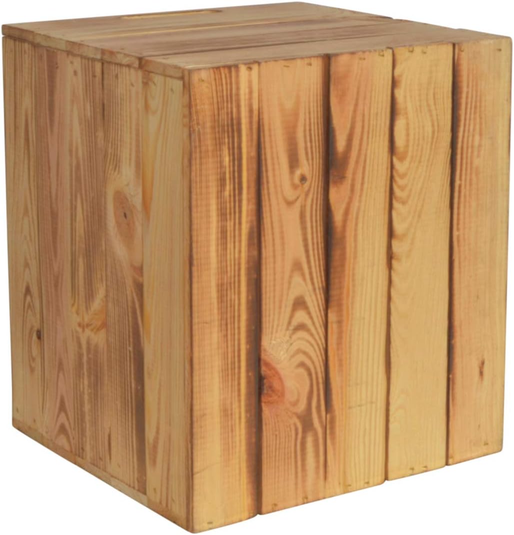 2 Set Kallax Holzkiste Karl - Geflammt Aufbewahrungsbox 33x38x33cm Aufbewahrungskorb Holzbox Holz Re