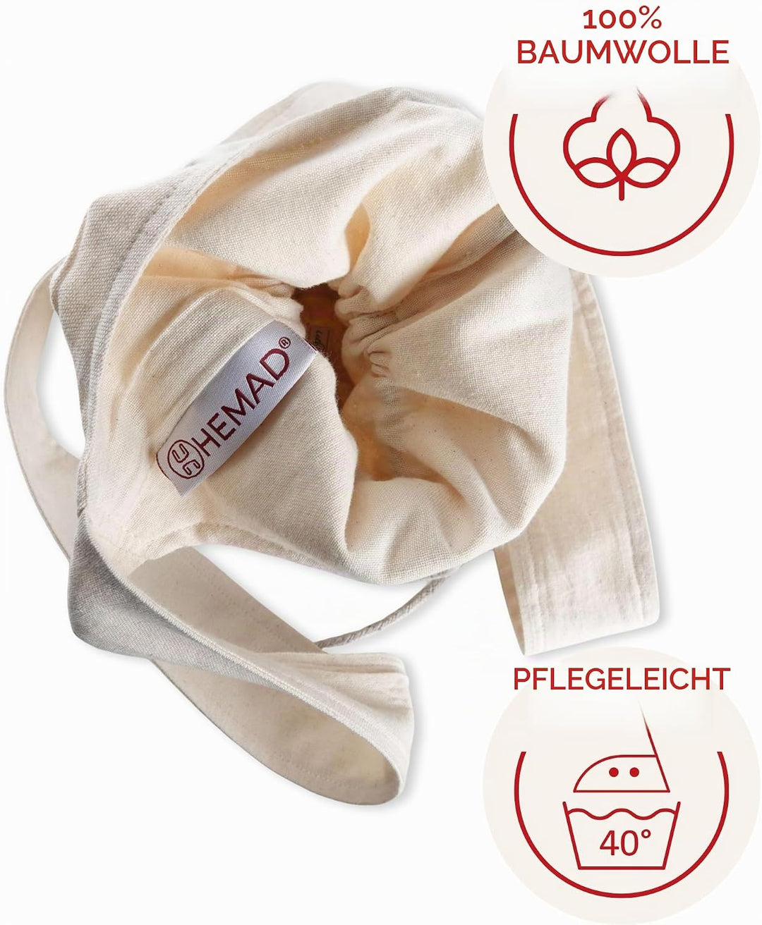 HEMAD Umhänge -Tasche Klein - Baumwolle/Leinenlook Mittelalter Kleidung Beige, Beige