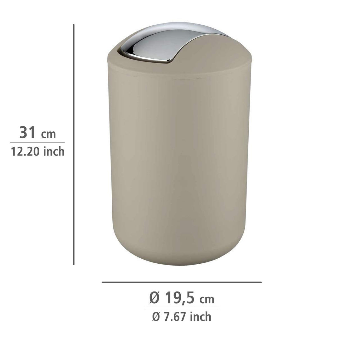 WENKO Kosmetikeimer Mod. Brasil L, 6,5 Liter Bad-Mülleimer mit Schwingdeckel, aus bruchsicherem Kuns
