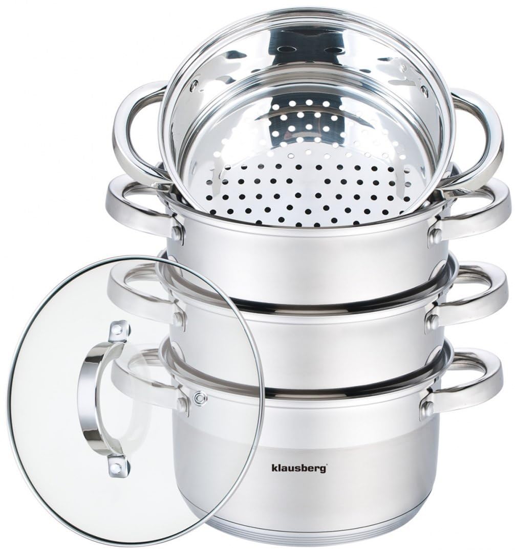 Mantowarka Dampfkocher 18cm Set Induktion Kochtopf Dampfgarer Glasdeck 5 Elemente KB-7137
