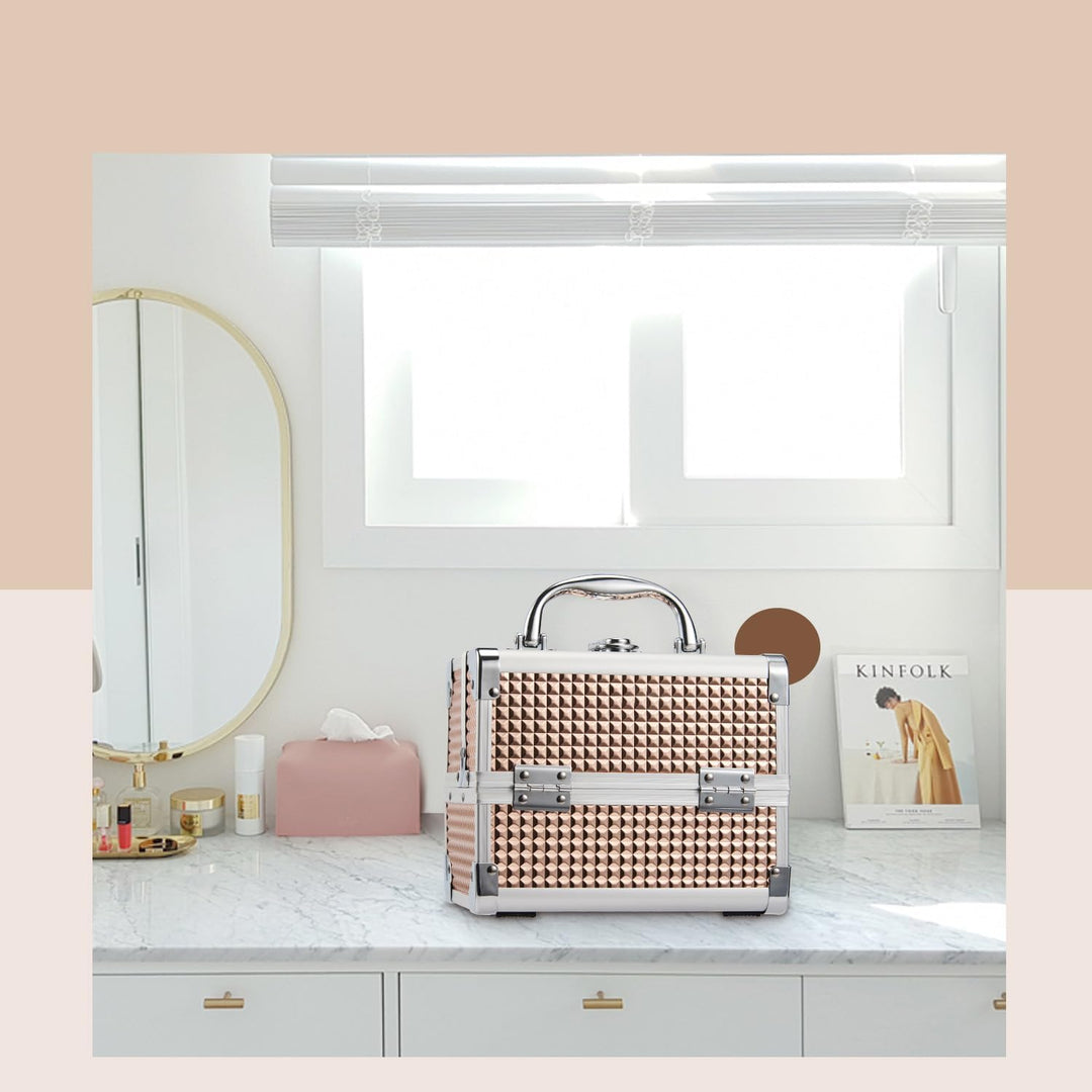 Joligrace Kosmetikkoffer Schminkkoffer, Kosmetik Make up Organizer Koffer Mit Schlüssel und Spiegel