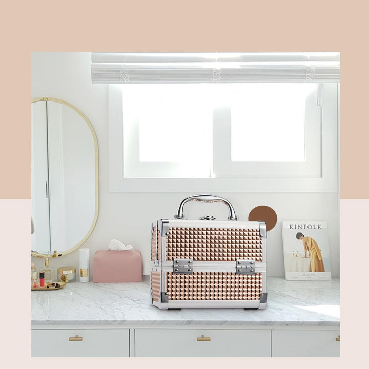 Joligrace Kosmetikkoffer Schminkkoffer, Kosmetik Make up Organizer Koffer Mit Schlüssel und Spiegel