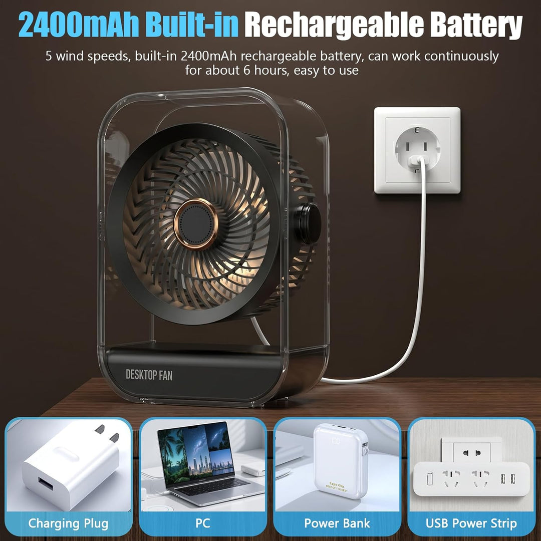 USB Ventilator Leise, Climatiseur Mobile, Rafraîchisseur d'Air Personnel Silencieux avec 5 Vitesses,