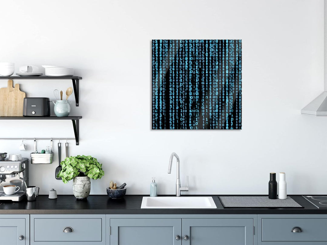 Pixxprint Glasbild | Wandbild auf Echtglas | Matrix | 50x50 cm | inkl. Aufhängung und Abstandshalter