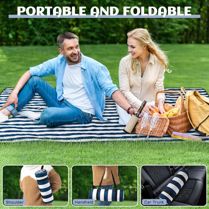 Picknickdecke 200 x 200cm, Wasserdicht Stranddecke Sandfrei mit Tragegurt, Tragbare Waschbar Strandm