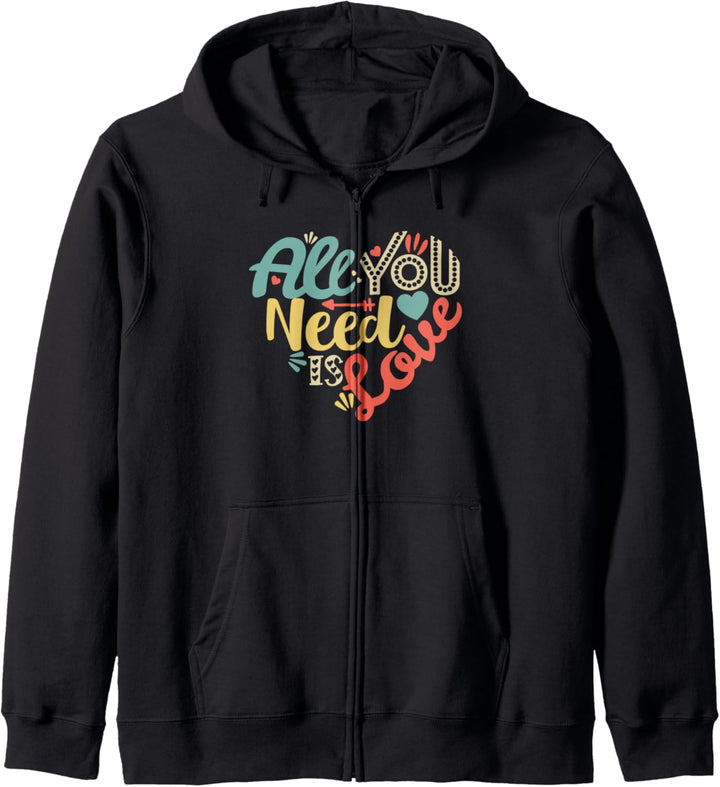 All You Need is Love Valentines Day Shirt Frauen Mädchen Herz Kapuzenjacke