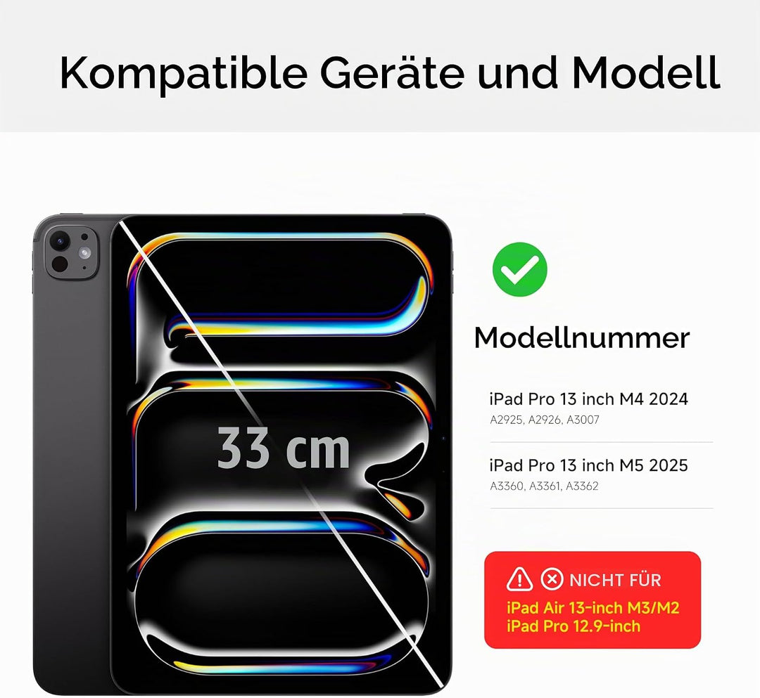 nimin Tastaturhülle für iPad Pro 13 Zoll M5 2025 / M4 2024, Multi-Touch-Trackpad, Magnetische Befest