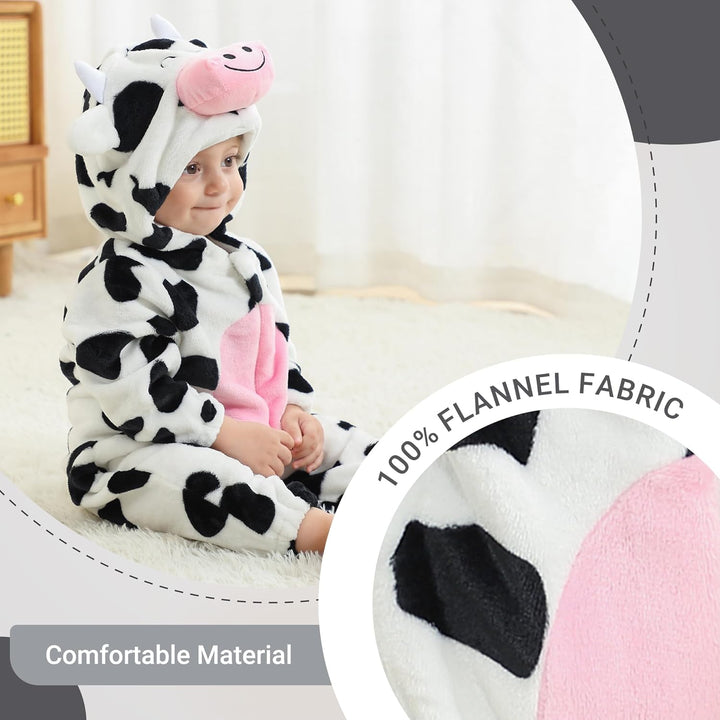 COOKY.D Unisex Winter Hooded Romper Jumpsuit 2-36 Months 2-5 Monate Kuh, 2-5 Monate Kuh