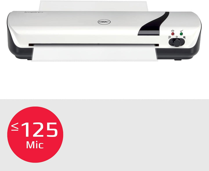 GBC Inspire+ A4-Laminiergerät, inkl. Starter-Set mit 5 Laminierhüllen (2 x 75 Mikron), Für 75 bis 12
