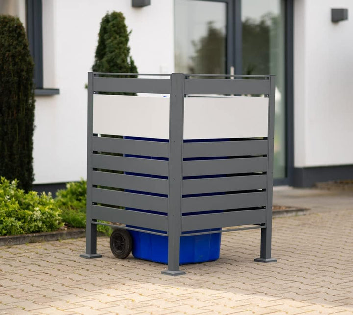 WESTMANN 1er Mülltonnenverkleidung Planum | Metall 80x80x120 cm Grau/Hellgrau | Mülltonnen Sichtschu