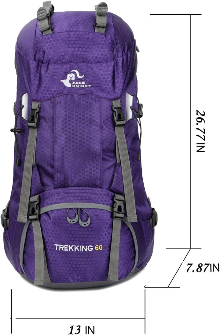 Bseash 60L Wasserdichter leichter Wanderrucksack mit Regenschutz, Outdoor Sport Tagesrucksack Multif