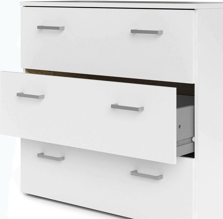 Dmora Kommode mit drei Schubladen mit Griffen, weisse Farbe, 74 x 69 x 36 cm