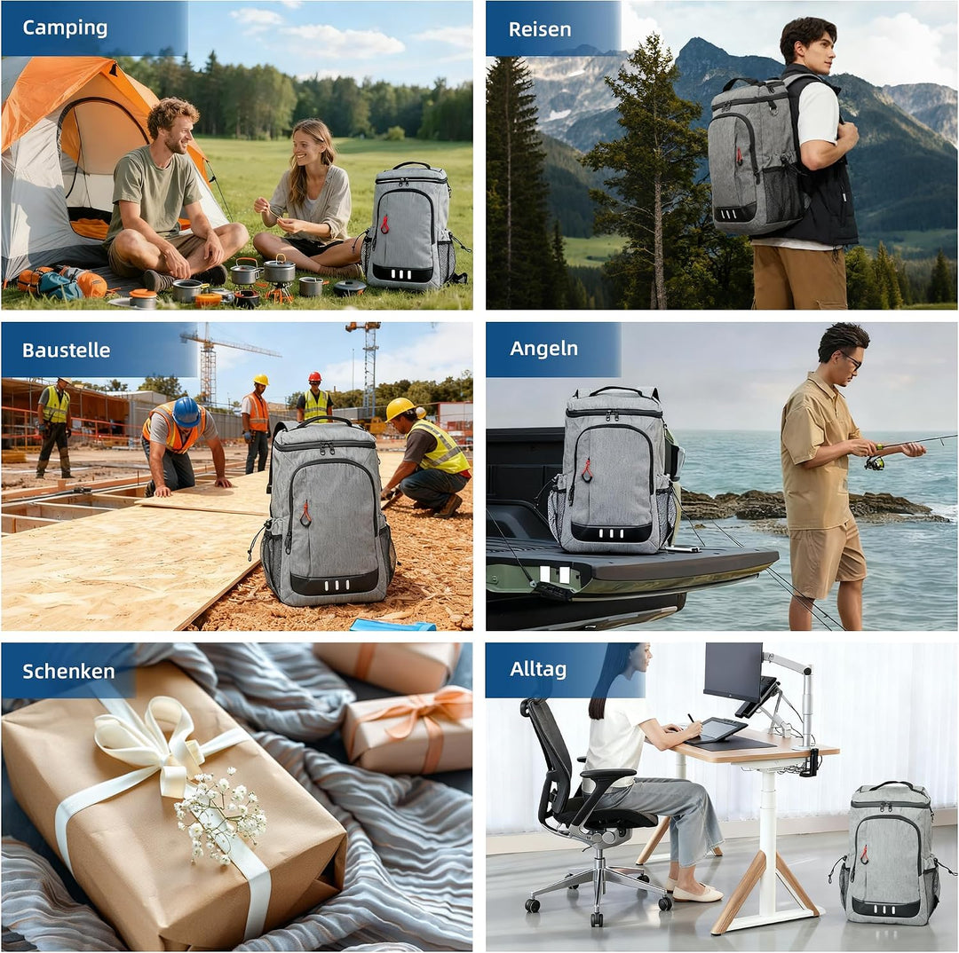 Camping Kühlrucksack,24L Kapazität Isolierter Picknickrucksack, Wasserdichter Rucksack-Kühler Auslau