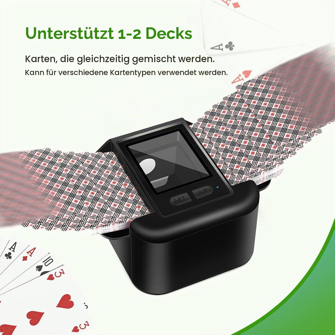 Aufladbarer Kartenmischer für 1–2 Decks,Geräuscharm Wiederaufladbarer Kartenmischer Tragbarer Elektr