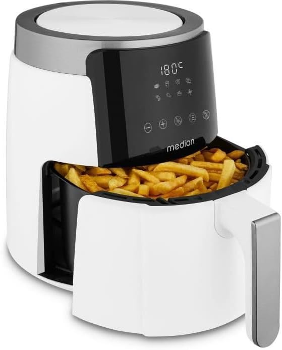 MEDION P40 L Heissluftfritteuse (4,7 Liter, Airfryer, 1500 Watt, einfache Bedienung, ölfreies Fritti