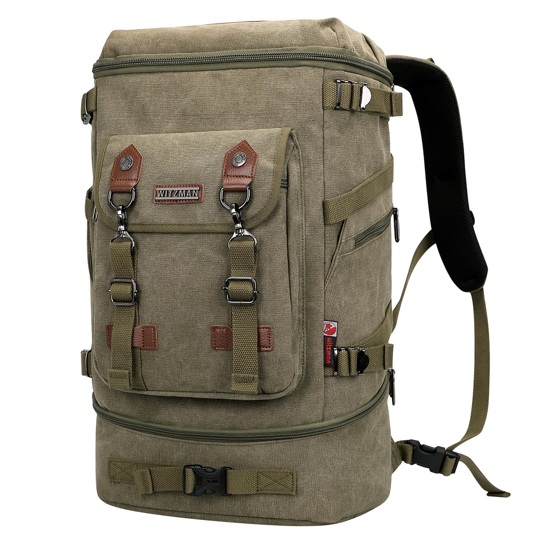 WITZMAN Vintage Canvas Rucksack Gross Reiserucksack Herren Convertible Reisetasche Laptop Rucksack W