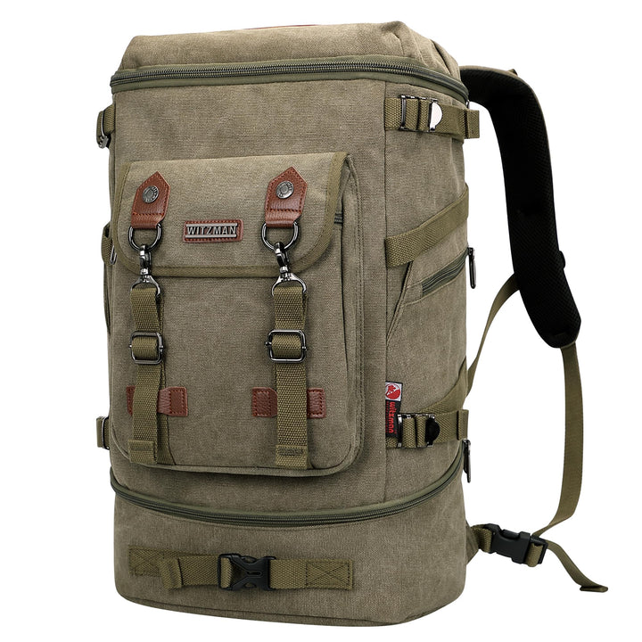 WITZMAN Vintage Canvas Rucksack Gross Reiserucksack Herren Convertible Reisetasche Laptop Rucksack W