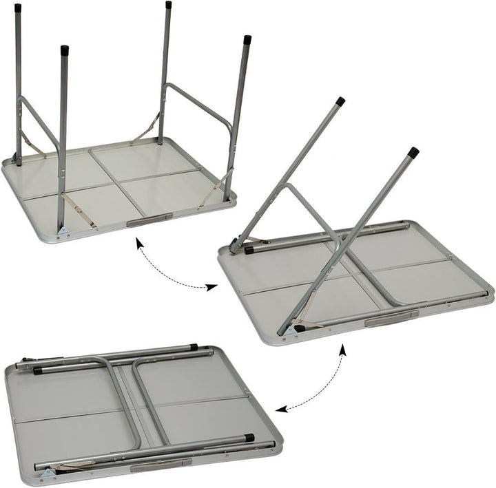 AMANKA Alu Campingtisch 80x60cm - Klapptisch Picknicktisch Leichter Falttisch Marmor-Optik Hellgrau,