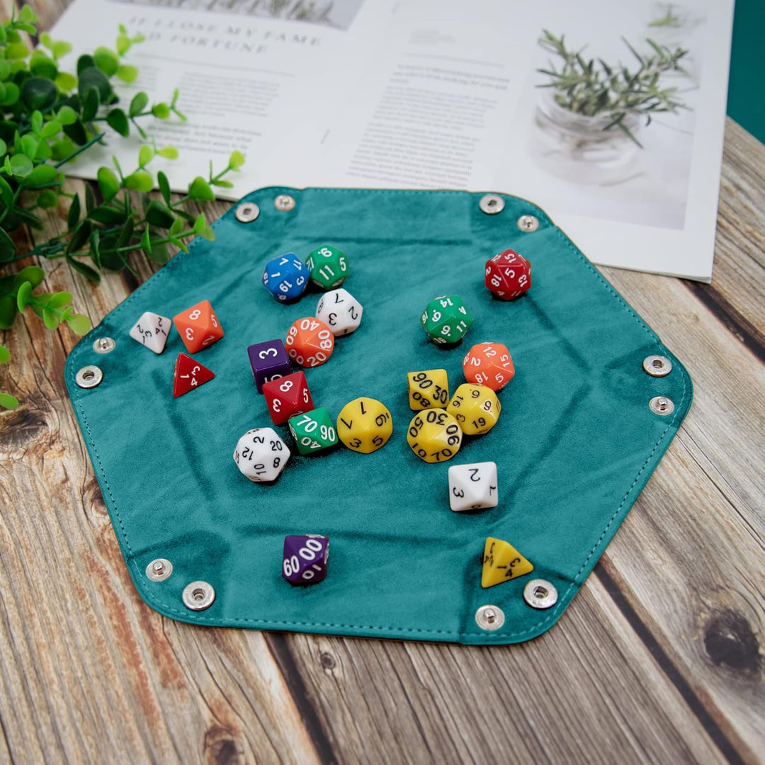 SIQUK 6 Stück Würfelbrett Doppelseitig Würfelbretter Samt Faltbar Würfeltablett Hexagon Würfelteller