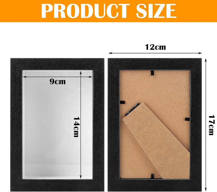 MIVIDE Bilderrahmen zum Befüllen, Schwarz 3D Rahmen 10 x 15 cm, 4 Stück | MDF-Material, Aufhängbares