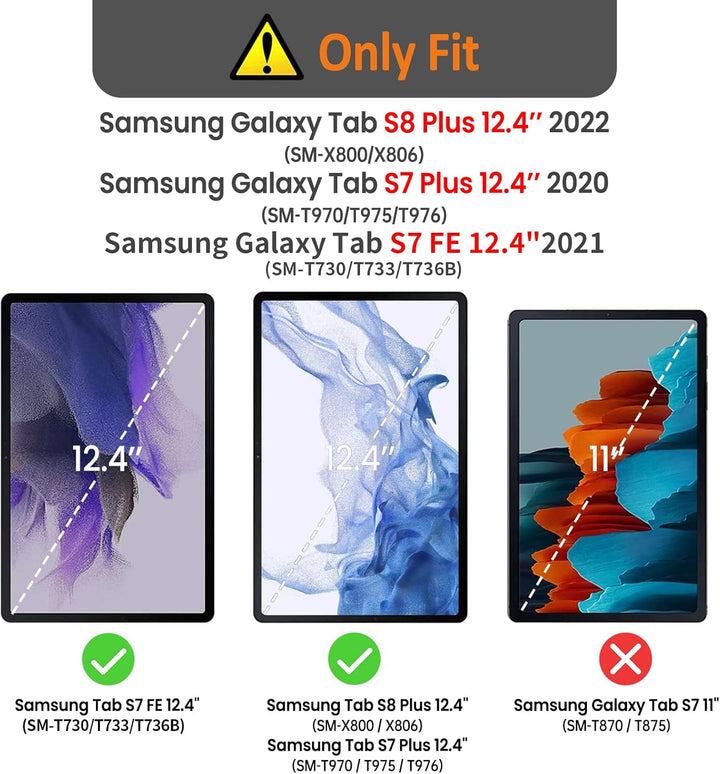 Gerutek Hülle für Samsung Galaxy Tab S7 FE/Tab S8 Plus/Tab S7 Plus 12,4 Zoll, Stossfeste Robust Panz