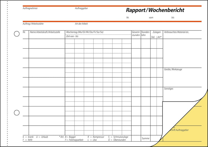 SIGEL SD029/5 Rapport / Wochenbericht A5 quer, 2x40 Blatt, selbstdurchschreibend, 5er Pack selbstdur