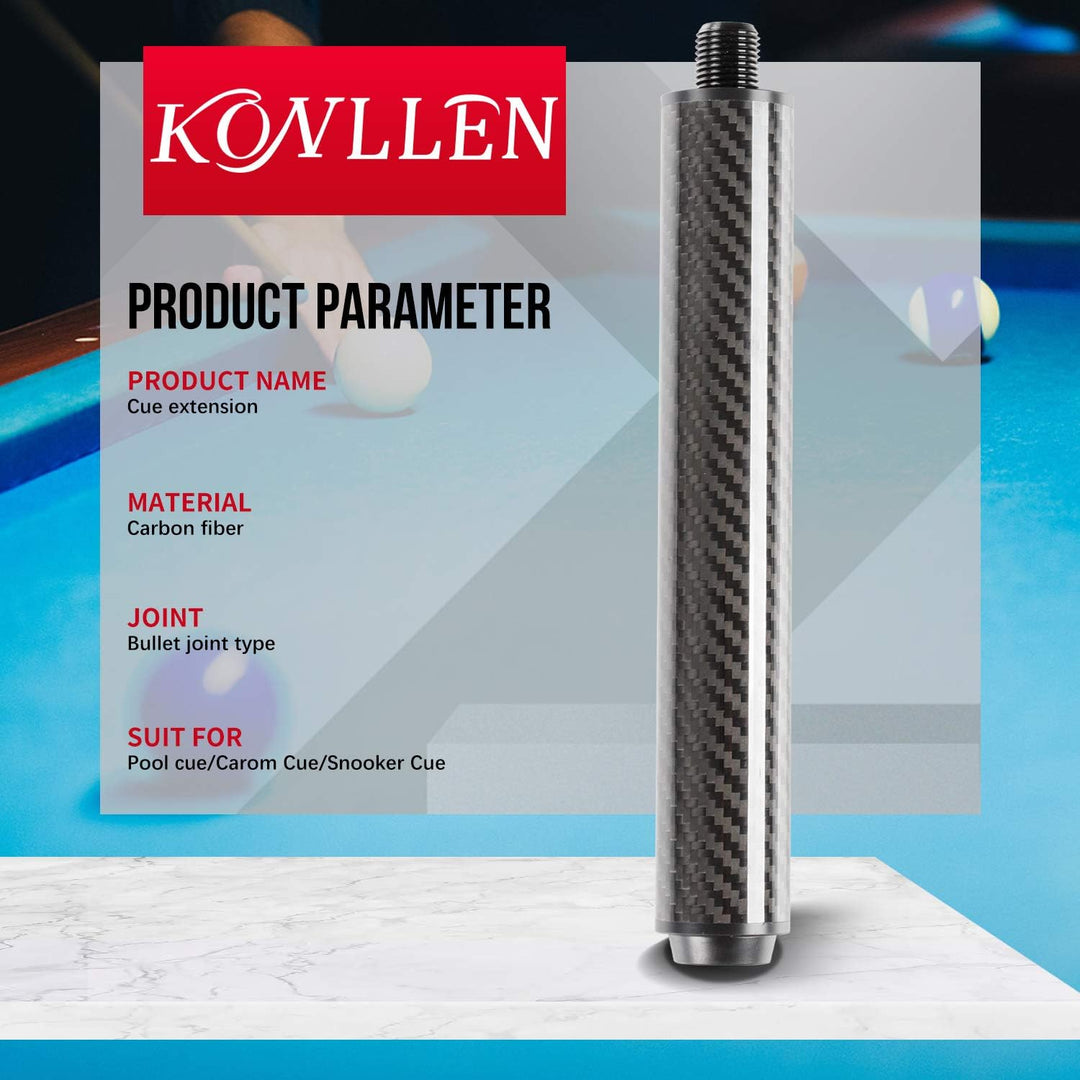 KONLLEN Pool-Queue-Verlängerung mit 3 Stossfängern Kohlefaser Billard-Verlängerung Billardzubehör fü