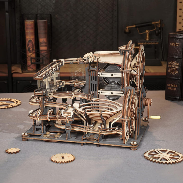Robotime 3D Puzzle Holz Murmelbahn Trackball Modell Bausatz für Erwachsene Mechanische kugelbahn Hol