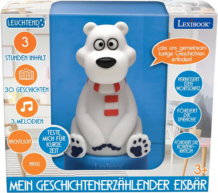 Lexibook - Beleuchteter Teddybär Geschichtenerzähler, Nachtlicht, für Jungen und Mädchen, 30 Geschic