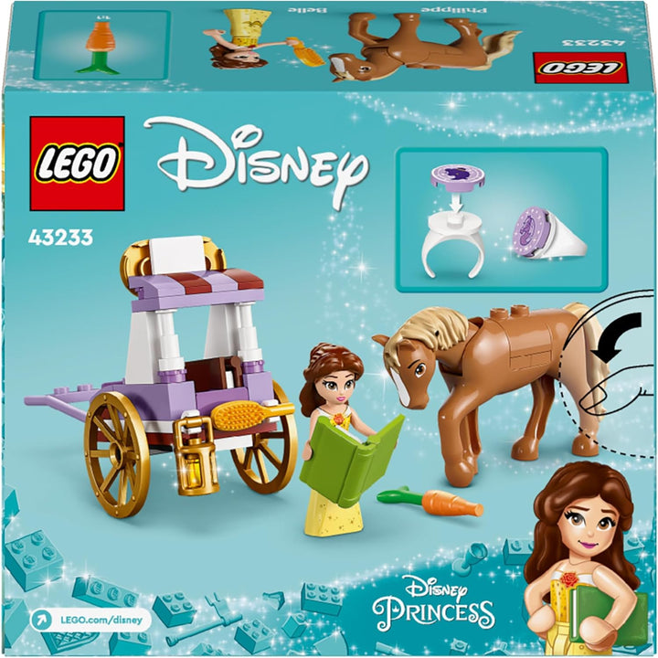 LEGO Disney Princess Belles Pferdekutsche, Prinzessinnen-Set mit Pferde-Spielzeug und Puppe, Kutsche