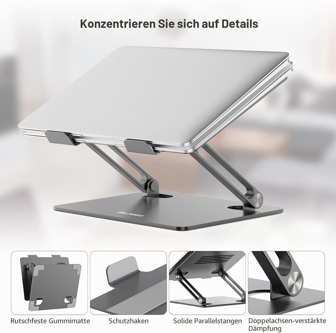 BoYata Laptop Ständer, Mehrwinke mit Lüftungsschlitzen, Verstellbarer Notebook Ständer, Kompatibel f