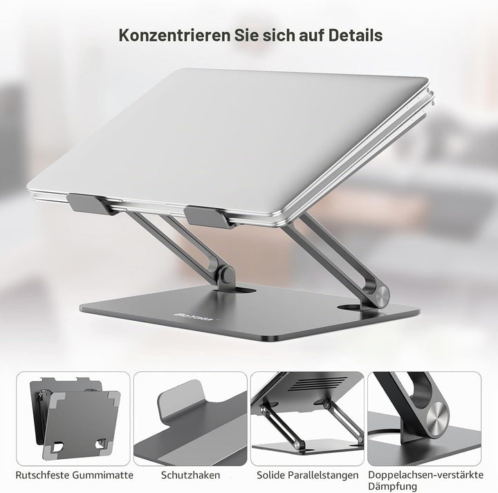 BoYata Laptop Ständer, Mehrwinke mit Lüftungsschlitzen, Verstellbarer Notebook Ständer, Kompatibel f