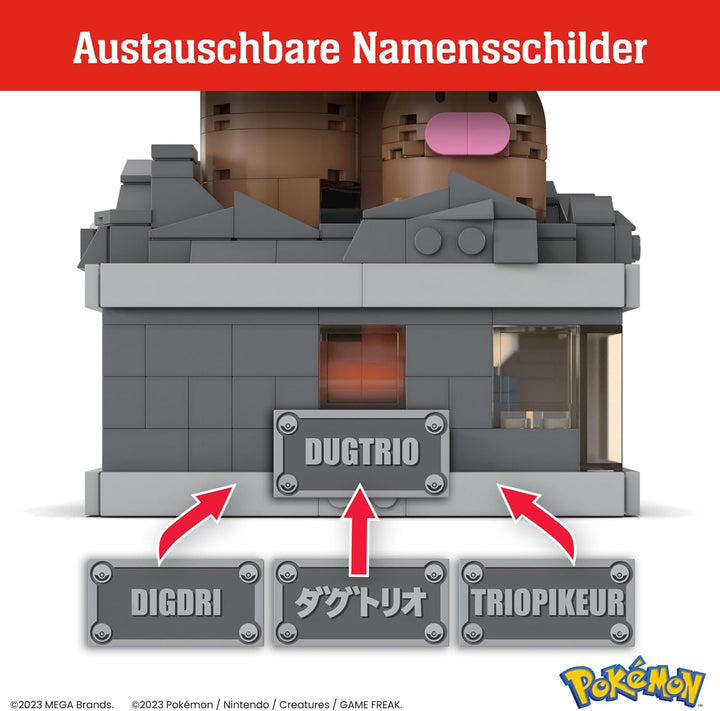 MEGA Pokémon Actionfigur-Bauset, Mini Motion-Digdri mit 350 Teilen und Auftauchbewegung, Spielzeug f
