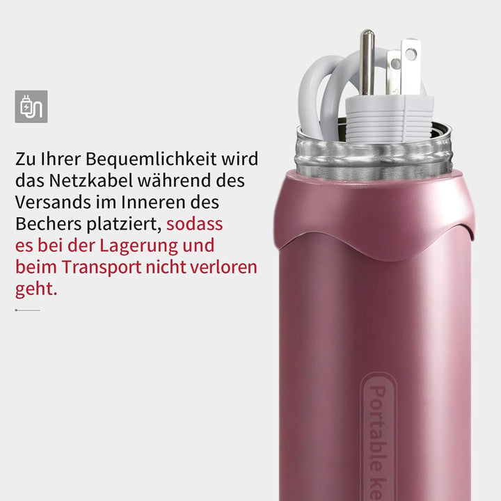 Elektrischer Reisewasserkocher mit 4 Temperaturstufen, 450ml Mini Wasserkocher aus 304 Edelstahl & V