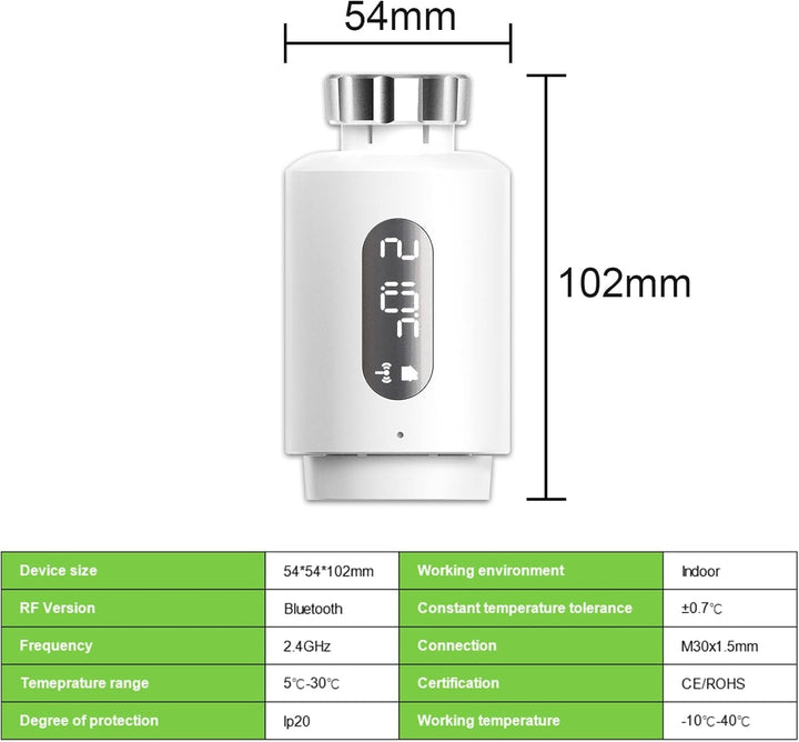 Smart Heizkörperthermostat mit APP ANTELA Digitales Display zur Kontrolle der Heiztemperatur, Kompat
