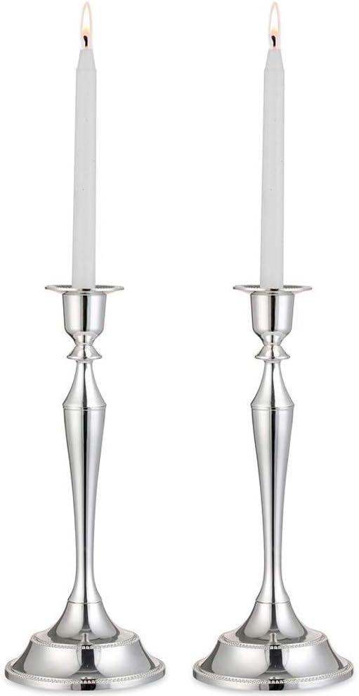 Nuptio Kerzenhalter für Kerzenständer – 2 Stück Silber Kerzenständer 24.5cm Hoch Konischer Kerzenhal