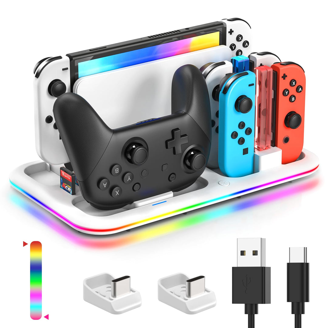 LED Controller Ladestation für Switch für Switch OLED, FASTSNAIL Ladestation Kompatibel mit Nintendo