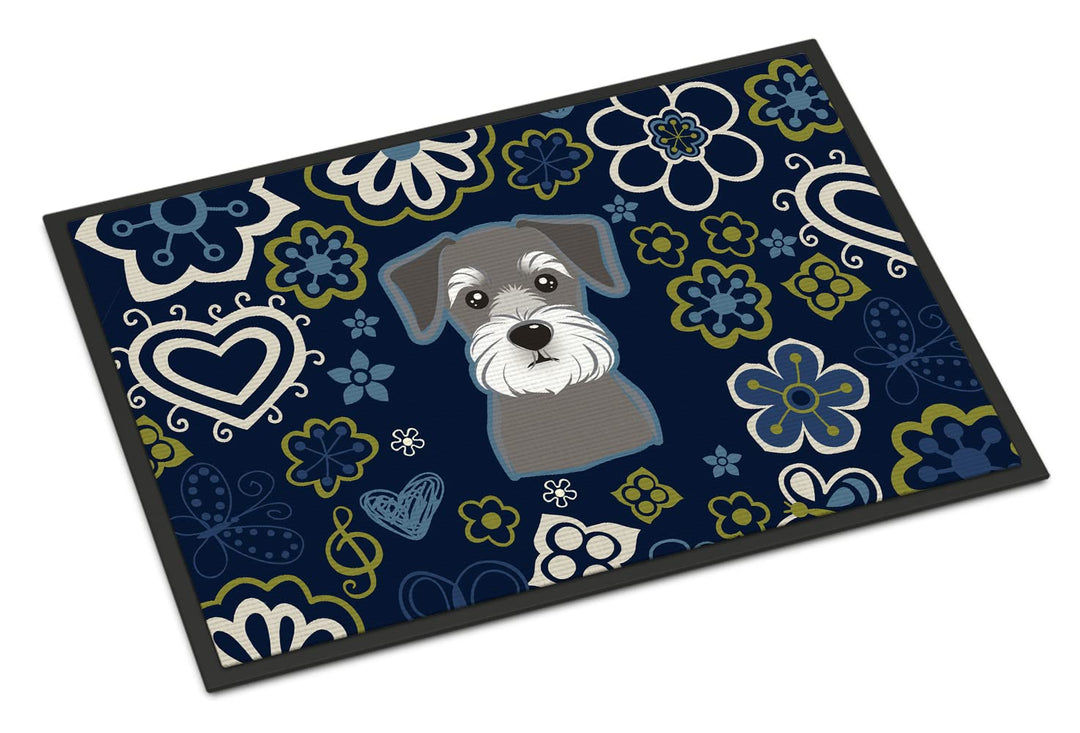 Caroline's Treasures BB5057JMAT Blaue Blumen Schnauzer Matte für drinnen oder draussen, 61 x 91,4 cm