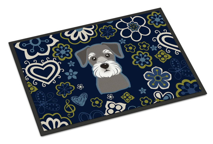 Caroline's Treasures BB5057JMAT Blaue Blumen Schnauzer Matte für drinnen oder draussen, 61 x 91,4 cm