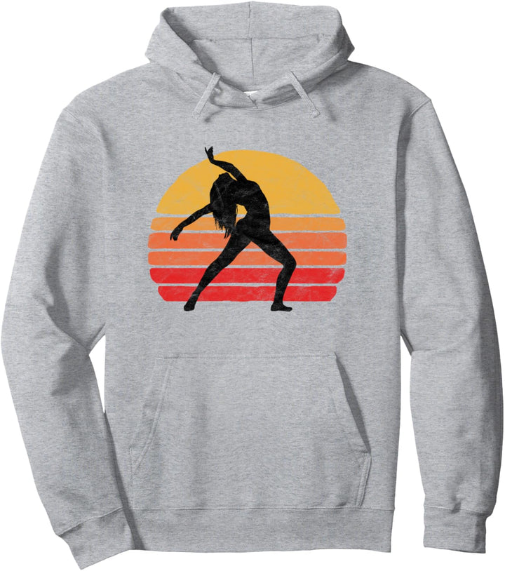 Modern Dancer Silhouette & Sun Vintage 80's Dance Graphic Pullover Hoodie