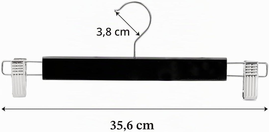 Tosnail 15 Stück 35.5cm Kleiderbügel für Hosen, Holz Rock Hosen Kleiderbügel mit Clips Jeans Kleider